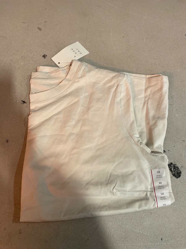 Photo 1 of 1X Women's Short Sleeve T-Shirt - a New Day Cream  Lightweight Jersey, Crew Neck Pullover
