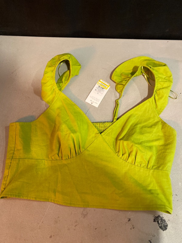 Photo 1 of L Women's Ruffle Sleeve Woven Halter Top - a New Day Lime Green
