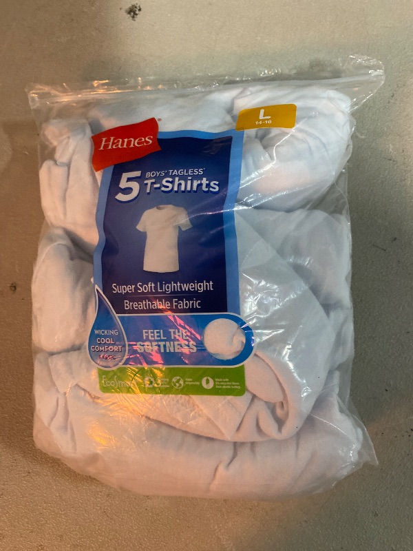 Photo 1 of L Hanes EcoSmart Boys' Crewneck Undershirt, 5-Pack