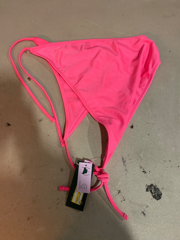 Photo 1 of L 12-14 Women's Ribbed Side-Tie Scoop Front High Leg Cheeky Bikini Bottom - Wild Fable Pink