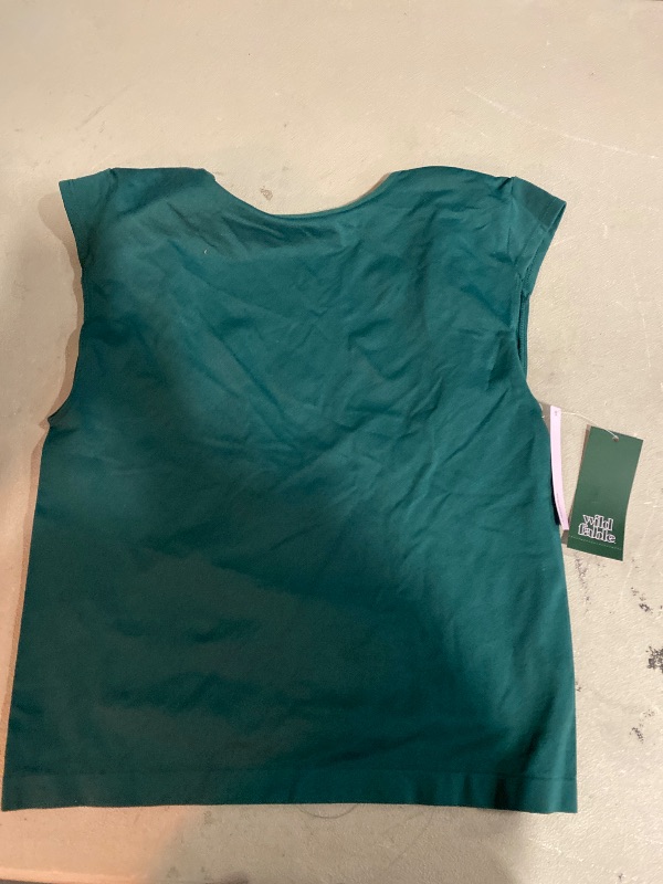 Photo 1 of L Women's Cap Sleeve Seamless Jersey T-Shirt - Wild Fable Dark Teal Green Lightweight Nylon-Spandex Pullover