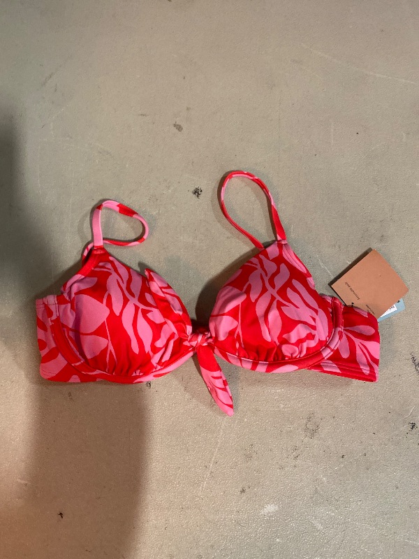 Photo 1 of 36B Women's Tie-Front Underwire Bikini Top - Shade & Shore™ Red Floral Print 36B: Adjustable Strap, Removable Padding