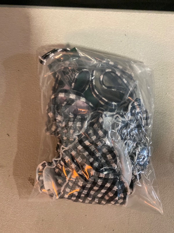 Photo 1 of Size XXS Women's Gingham Print Ruffle Edge Low-Rise Extra High Leg Extra Cheeky Side-Tie Bikini Bottom - Wild Fable™ Black XXS: Recycled Polyester