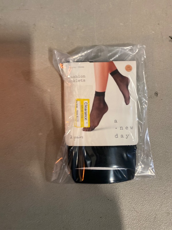 Photo 1 of ONE SIZE FITS ALL Womens Fishnet  20D Sheer 2pk Anklet Socks - A New Day Black One Size Fits Most: Nylon, Mesh, Lightweight, Hand Wash