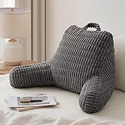 Photo 1 of Blissful Diary Reading Pillow, Backrest Pillow with Shredded Memory Foam for Adult & Children, Designed for Bed and Couch Sitting Up, Includes Arms, Pockets and Washable Cover, Dark Gray