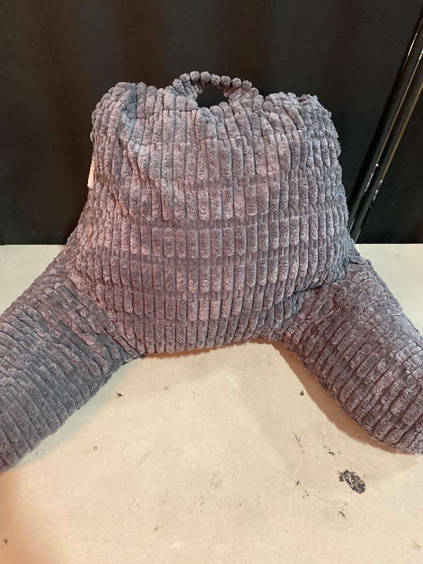 Photo 1 of Blissful Diary Reading Pillow, Backrest Pillow with Shredded Memory Foam for Adult & Children, Designed for Bed and Couch Sitting Up, Includes Arms, Pockets and Washable Cover, Dark Gray