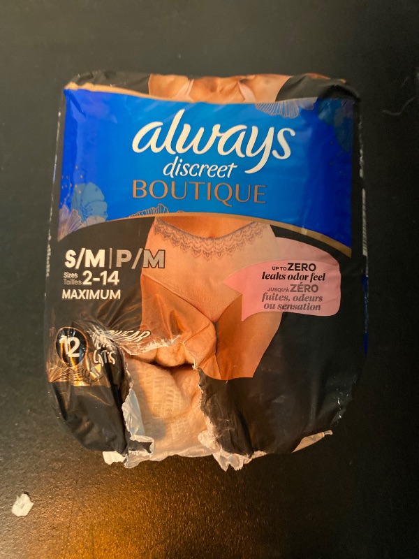 Photo 1 of Always Discreet Boutique Incontinence and Postpartum Underwear for Women, Maximum Protection, Small/Medium, Rosy, 12 Count