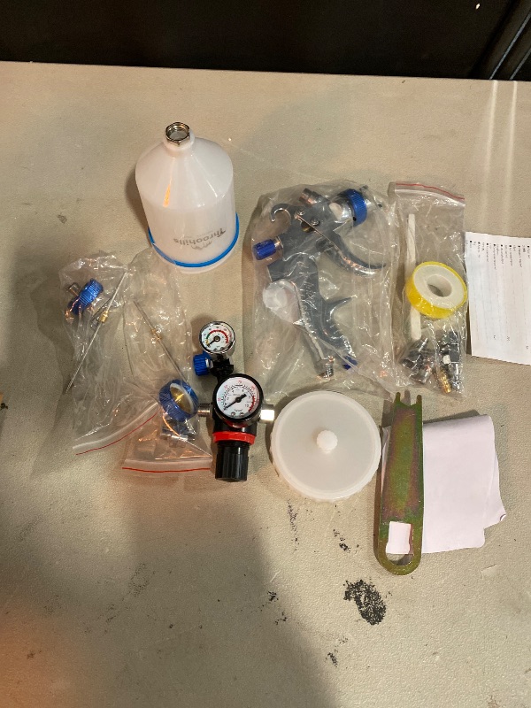 Photo 1 of ENDOZER Professional HVLP Spray Gun Set Gravity Feed Air Spray Gun with 1.4, 1.7, 2.0mm Nozzles 20oz 600cc with Gauge for Auto Paint, Primer, Clear/Top Coat & Touch-Up (Not Suitable for Latex Paint)