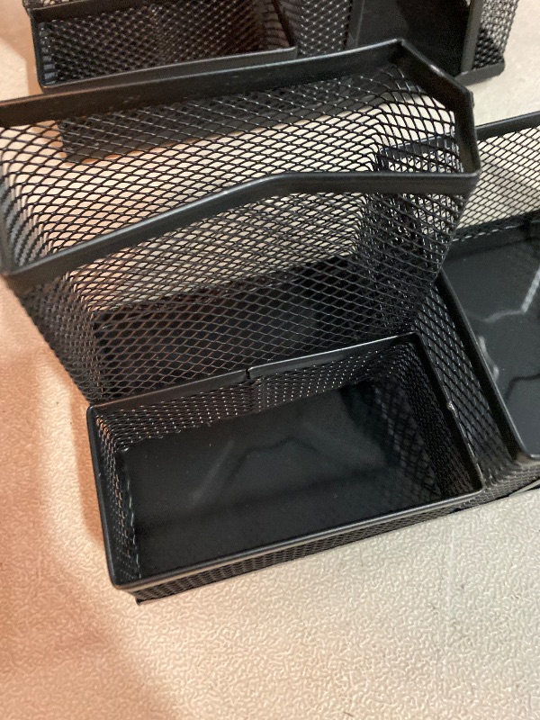 Photo 1 of 2 Pieces Mesh Pen Holder for Desk, 3 Compartments Metal Pencil Holder Desk Organizers Pen Cup for Office Supply Home School Desktop Accessories - Black