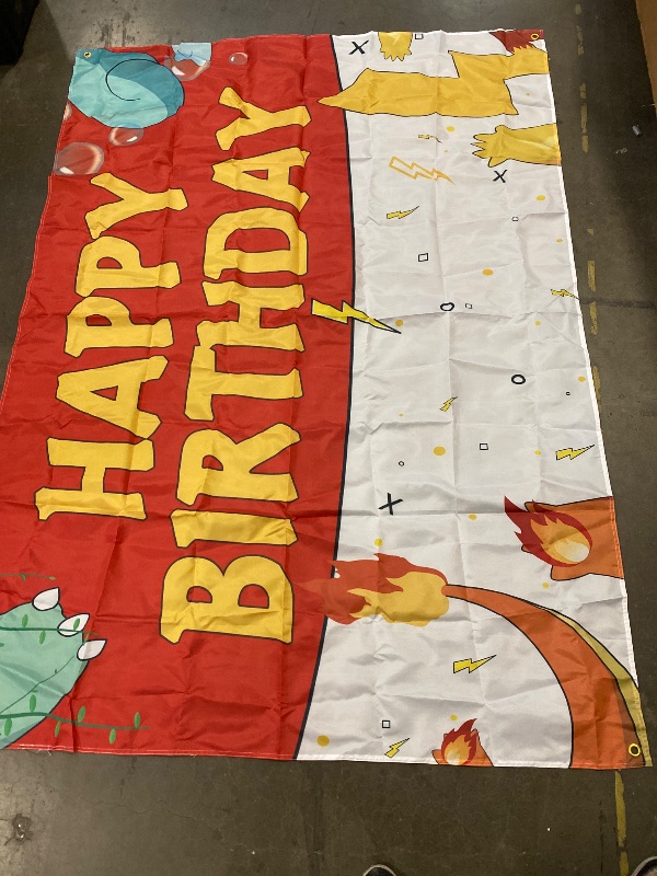 Photo 1 of 5.9x3.6ft Cartoon Birthday Backdrop Red and White Photography Backdrops for Kids Party Supplies Happy Birthday Party Decorations