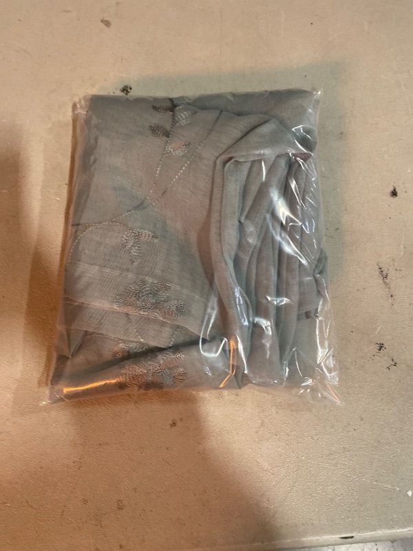 Photo 1 of HOMEIDEAS Sage Green Sheer Curtains 84 Inches Long 2 Panels Embroidered Floral Pattern Semi Sheer Window Curtains for Bedroom Living Room