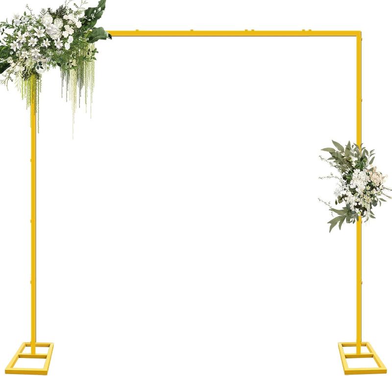 Photo 1 of Backdrop Stand Kit - Gold Portable Adjustable Stand,Square Metal Arch Party Frame for Wedding/Baby Shower/Birthday Parties/Banquet