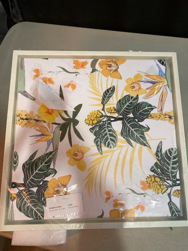 Photo 1 of 16x16 Designart 'Pattern Of Beautiful Yellow Flowers ' Modern Framed Canvas Wall Art Print (white) 