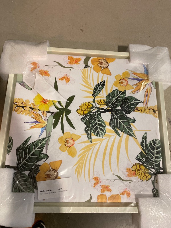 Photo 1 of 16x16 Designart 'Pattern Of Beautiful Yellow Flowers ' Modern Framed Canvas Wall Art Print (white) 