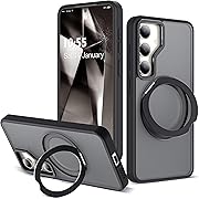 Photo 1 of for Samsung Galaxy S23 Plus Case with 360°Rotatable Magnetic Ring Stand Compatible with Mag-Safe Military Standard Protection Shockproof Matte Translucent Phone Cases for Galaxy S23 Plus,Black