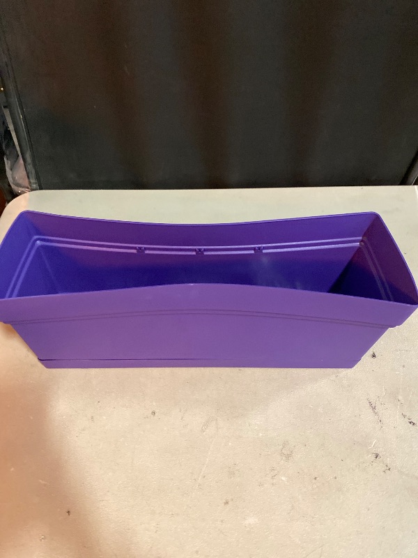 Photo 1 of Mintra Window Box Planter, Window Planter Box for Indoor Outdoor Use, Rectangular Pots with Saucers & Drainage Holes, Decorative Plant Pots for Window Sill, Shelf, Desktop, 19" Wx6.75 H, Purple