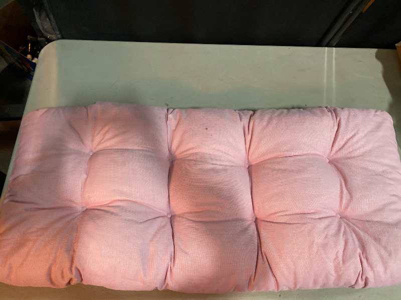 Photo 1 of Bench Cushion 36 inches,Indoor/Outdoor Non-Slip Tufted Cushions, Premium Waterproof Linen, Soft Piano Sofa Cushions, High-Density Memory Foam(Light Pink-36x14 x 4 in)