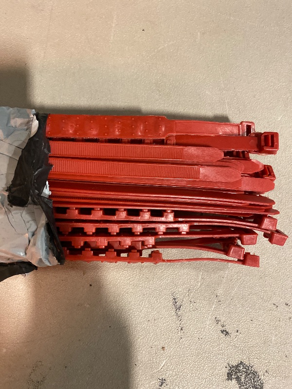 Photo 1 of 20-PCS Snow Tire Chains, Universal Emergency Tire Chains, Adjustable Plastic Anti-Skid Ties,Safety Chains for Most Cars Trucks and SUV, Reusable Portable Safety Anti-Slip Tire Chains (Red)