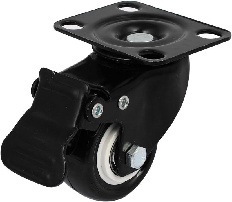 Photo 1 of 2'' Diameter Casters Wheel Rotary Top Flat Plate Swivel Brake Plate Casters Caster Black