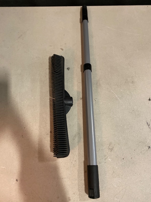 Photo 1 of ForPro Extendable Salon Broom, Non-Scratch Rubber Bristles, , Ideal for Pet Hair, Lint, Dust, Dirt, Black