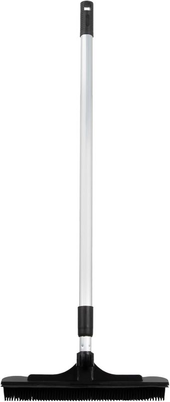 Photo 1 of ForPro Extendable Salon Broom, Non-Scratch Rubber Bristles, , Ideal for Pet Hair, Lint, Dust, Dirt, Black