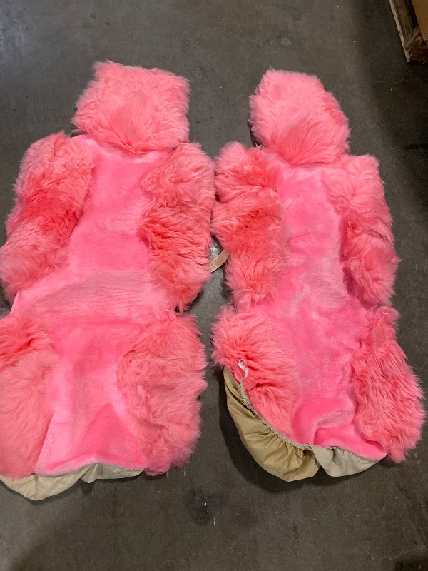 Photo 1 of A Pair 50% Genuine Sheepskin Fur Car 2 Front Seat Covers Set Winter Warm Universal Pink…