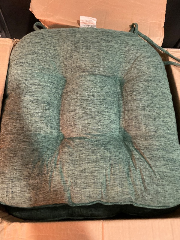 Photo 1 of Chair Cushions for Dining Chairs Set of 4, Kitchen Chair Cushions, Chair Pads with Ties Non Slip Backing, Christmas Room Decor, Tufted Memory Foam Seat Cushion 4 Pack, 15.5x15.5x4, Dark Green