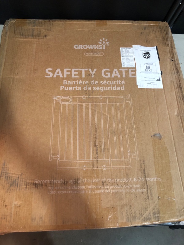 Photo 1 of Grownsy Baby Gate for Stairs- No Bottom Bar, Adjustable Width 29.8” to 43.5” for Child and Pet, Dog Gate with Auto-Close & One-Hand Operation, Hardware-mounted Installation for Doorways and Indoor Use