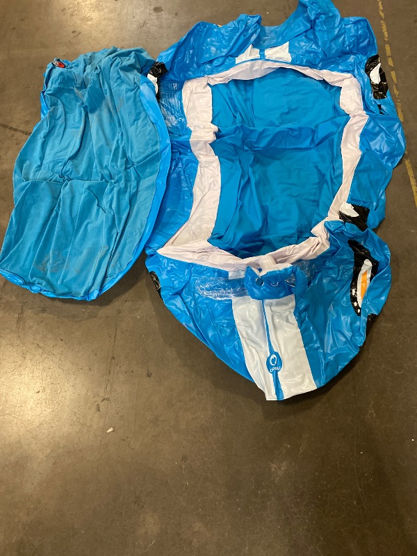View 2 of QPAU Blow up Inflatable Toddler Travel Bed with Sides, Toddler Air Mattress for Camping, Traveling, Hotel, or Home Use, Hand Pump Included (Blue)
