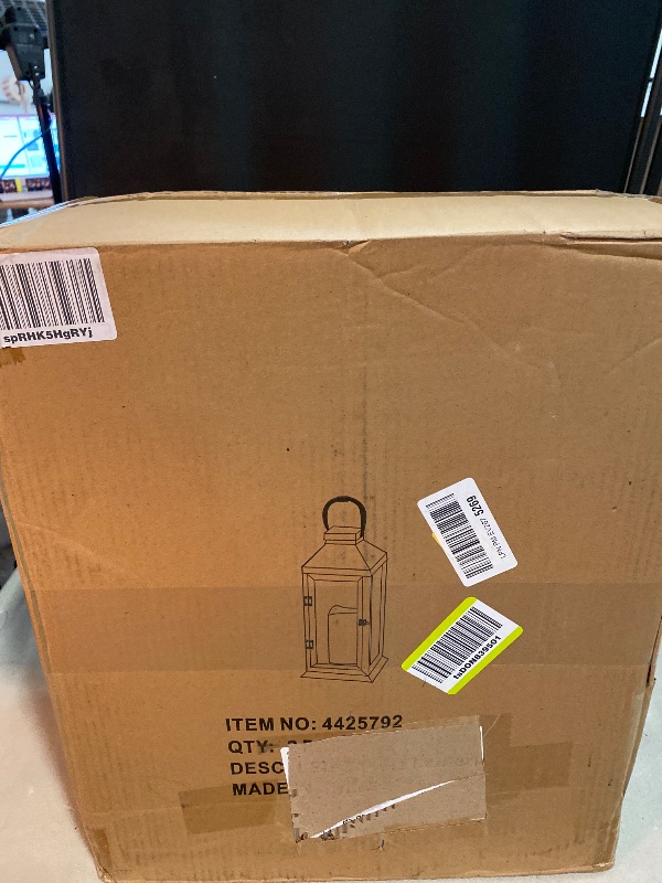 Photo 1 of Bdor 2 Pack Large 22.5 Inch Decorative Lanterns with Flameless Pillar Candles, IP65 Waterproof Black Metal Lanterns for Home Decor, Indoor Outdoor, Front Porch, Garden, Farmhouse, Wedding Use