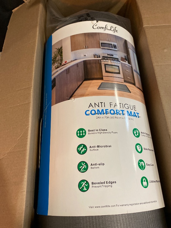 Photo 1 of ComfiLife Anti Fatigue Floor Mat – 3/4 Inch Thick Kitchen Mats for Floor, Standing Desk Mat, Kitchen Rug – Comfort at Home, Office – Durable – Stain Resistant – Non-Slip Bottom (24" x 70", Charcoal)