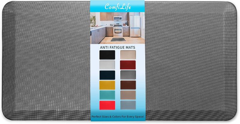 Photo 1 of ComfiLife Anti Fatigue Floor Mat – 3/4 Inch Thick Kitchen Mats for Floor, Standing Desk Mat, Kitchen Rug – Comfort at Home, Office – Durable – Stain Resistant – Non-Slip Bottom (24" x 70", Charcoal)
