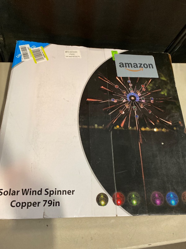 Photo 1 of Large 79In Copper Kinetic Wind Spinner Multi-Color Seasonal LED Lighting Solar Powered Glass Ball Metal Wind Catchers Spinner for Patio Lawn & Garden Decorations