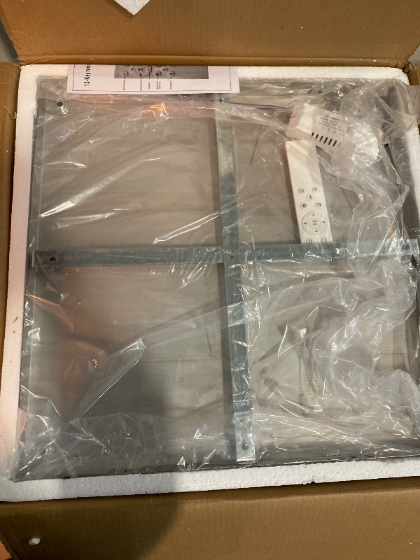 Photo 1 of Finktonglan Dimmable 17.7 inch Square Crystal LED Ceiling Lights Modern 2 * 28 Watts Flush Mount Ceiling Light Fixture with Adjustable Brightness and CCT for Living Room Dining Room, Remote Included