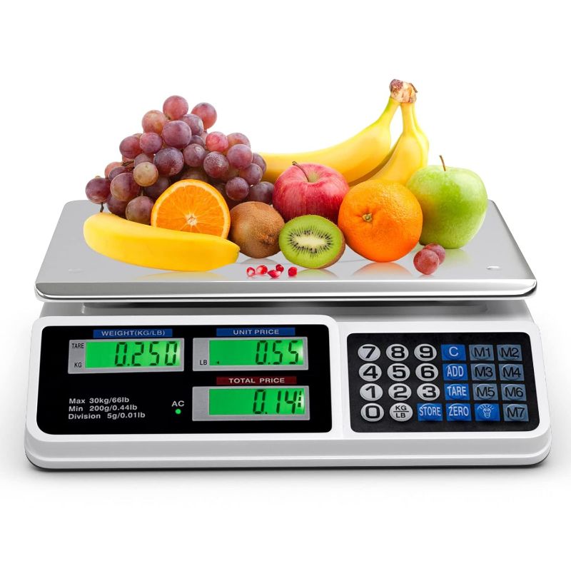 Photo 1 of Goplus 66 LB Deli Scale Price Computing Commercial Food Produce Electronic Counting Weight (Silver)