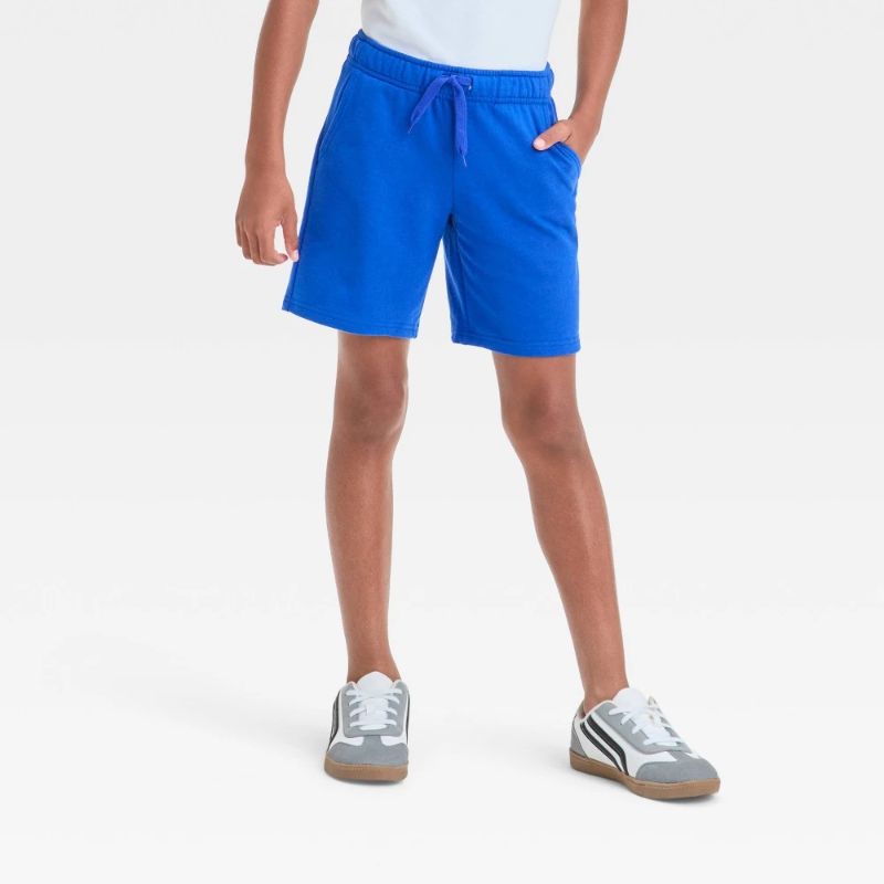 Photo 1 of M Boys' Pull-on Shorts - Cat & Jack™ Royal Blue M: Cotton Blend, Recycled Polyester, Midweight French Terry, 7" Inseam