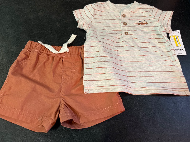 Photo 1 of 6M Carter's Just One You® Baby Boys' Striped Good Days Top & Bottom Set - Brown 6M: Midweight Elastic Waistband