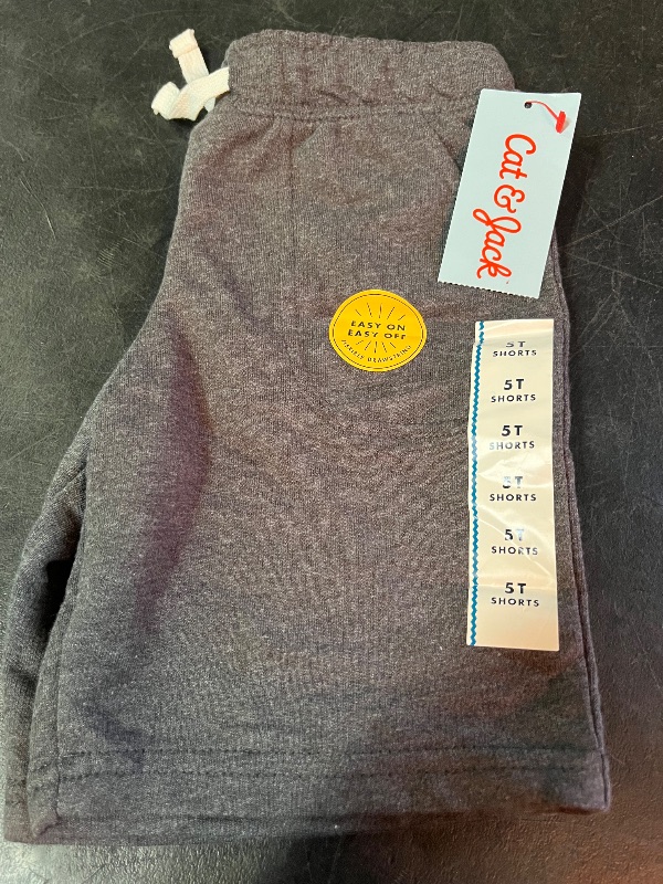 Photo 1 of 5T Toddler Boys' Pull-on Above Knee Shorts - Cat & Jack™ Charcoal Gray 5T: Cotton Blend, Recycled Polyester, Elastic Waist, Inside Pocket
