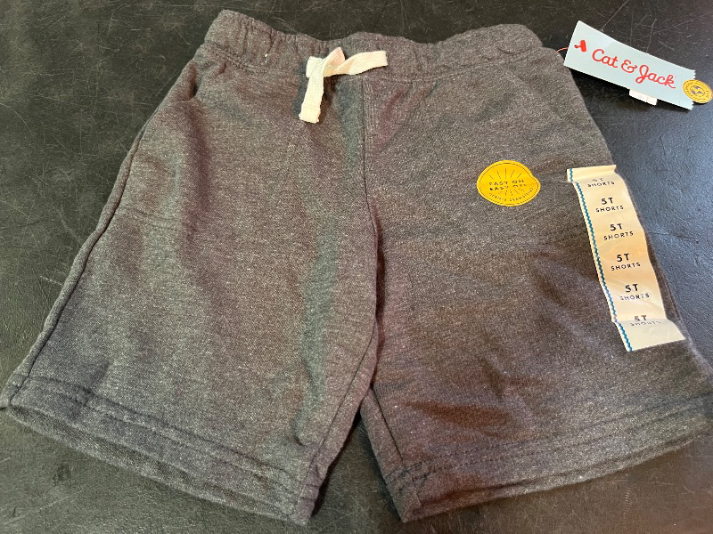 Photo 1 of 5T Toddler Boys' Pull-on Above Knee Shorts - Cat & Jack™ Charcoal Gray 5T: Cotton Blend, Recycled Polyester, Elastic Waist, Inside Pocket
