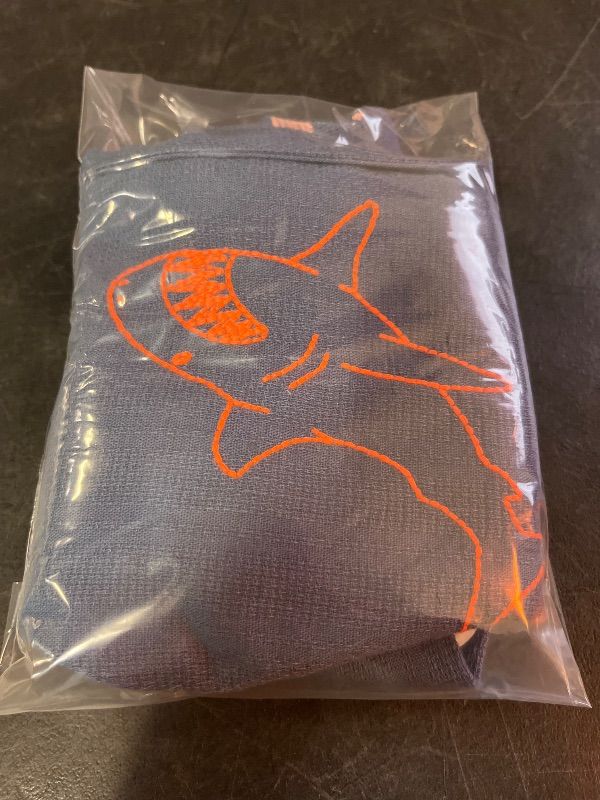 Photo 1 of 3T Toddler Boys' Embroidered Shark T-Shirt - Cat & Jack™ Dark Blue 3T: Cotton Blend, Recycled Polyester, Midweight, Button Down