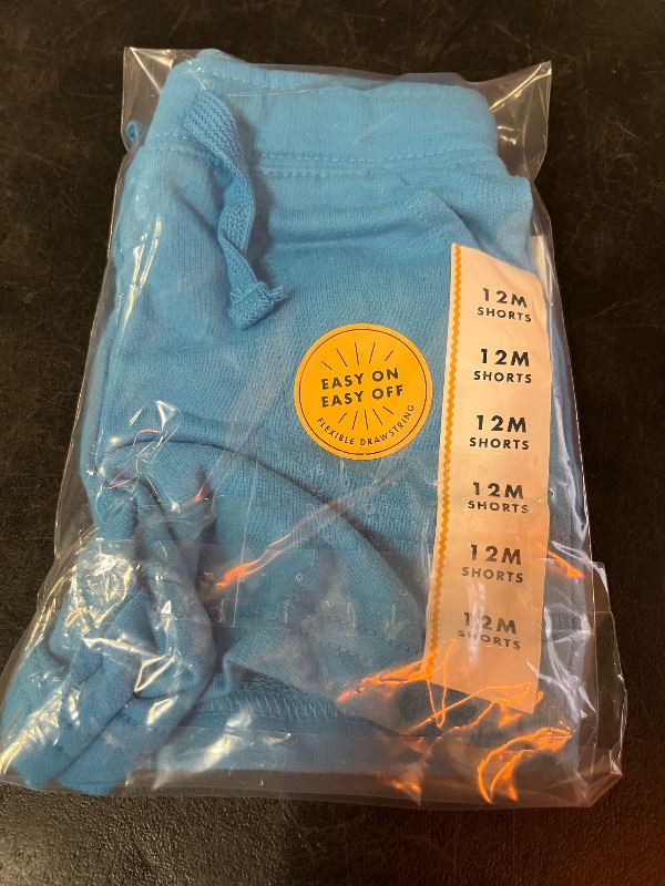 Photo 1 of 12M Toddler Boys' Pull-on Knit Shorts - Cat & Jack™ Blue 12M: Cotton Blend, Recycled Polyester, Midweight, Inside Pocket, Elastic Waistband