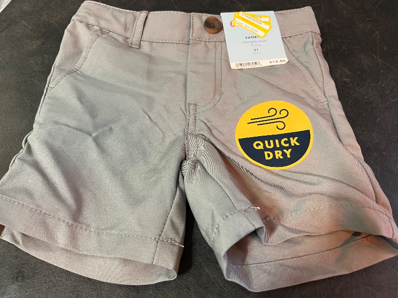 Photo 1 of 2T Toddler Boys' Quick Dry Chino Shorts - Cat & Jack™ Gray 2T: Adjustable Waistband, Mid-Rise, Twill Fabric
