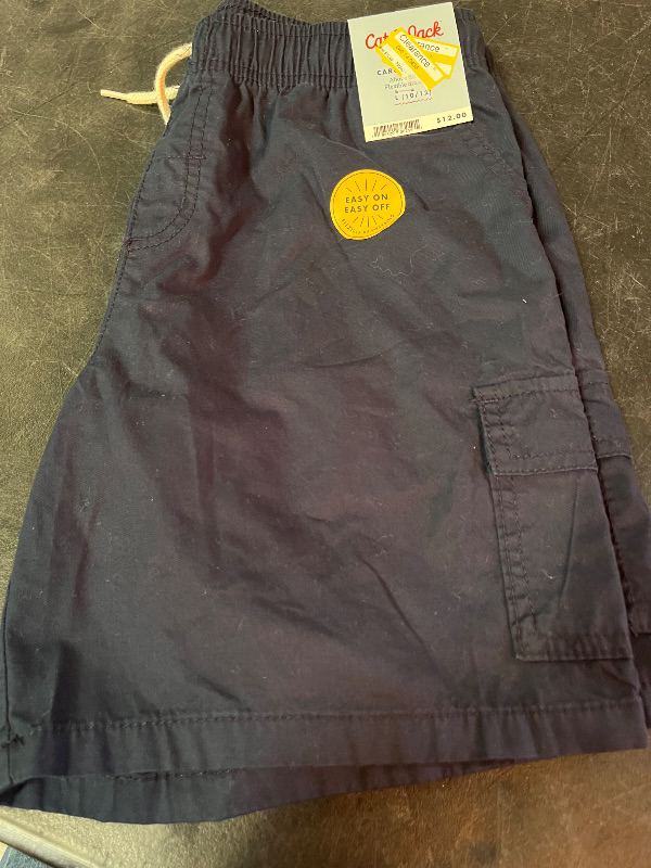 Photo 1 of L(10/12) Boys' Pull-on 'Above the Knee' Cargo Shorts - Cat & Jack™ Blue L: Recycled Polyester Lining, Elastic Waistband, Twill Fabric
