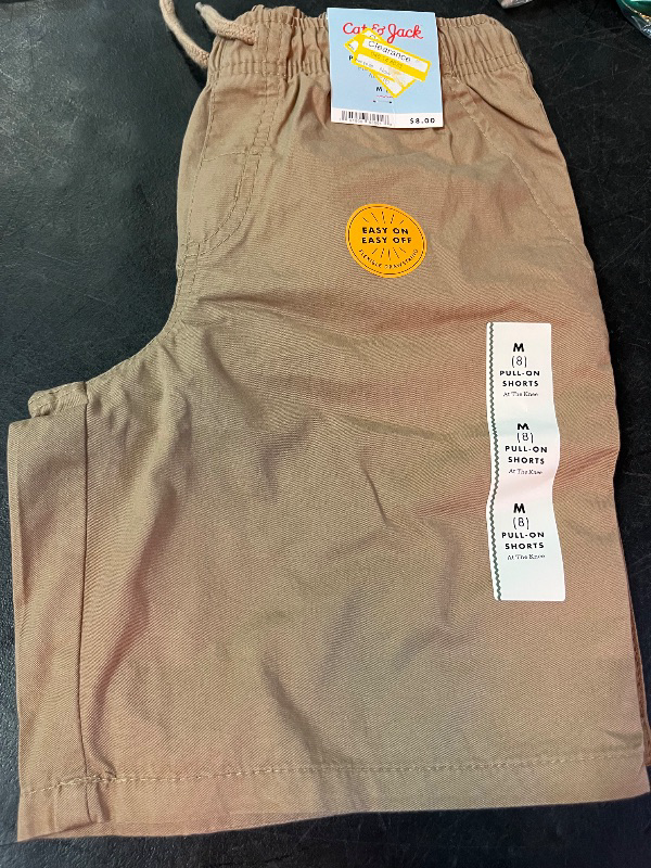 Photo 1 of M Boys' Playwear 'at the Knee' Pull-on Shorts - Cat & Jack™ Dark Khaki M: Cotton Twill, Drawstring Waist