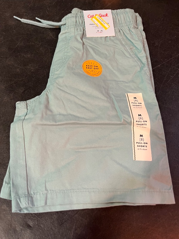 Photo 1 of M(8) Boys' Playwear 'at the Knee' Pull-on Shorts - Cat & Jack™ Green M: Cotton Twill, Drawstring Waist
