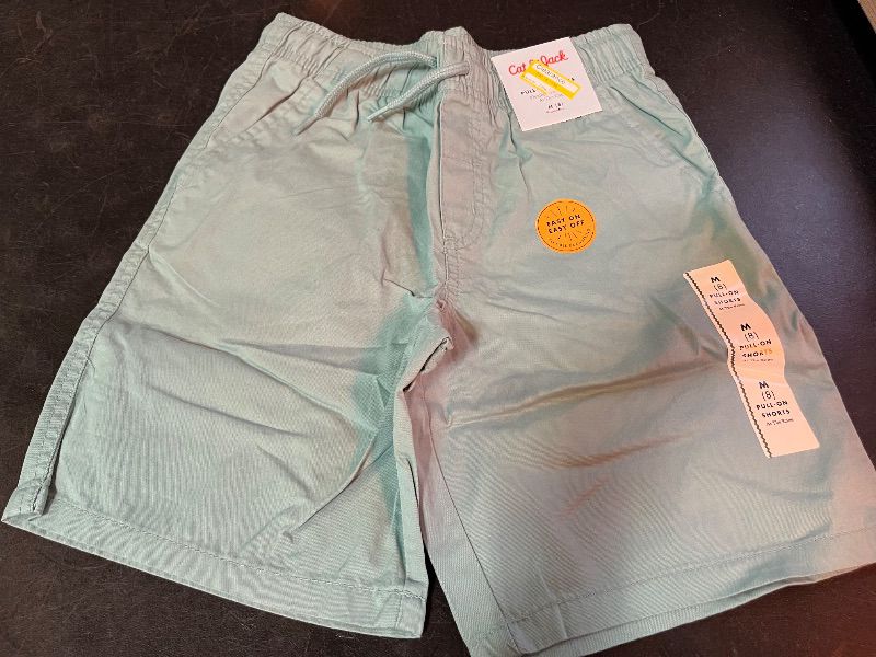 Photo 1 of M(8) Boys' Playwear 'at the Knee' Pull-on Shorts - Cat & Jack™ Green M: Cotton Twill, Drawstring Waist
