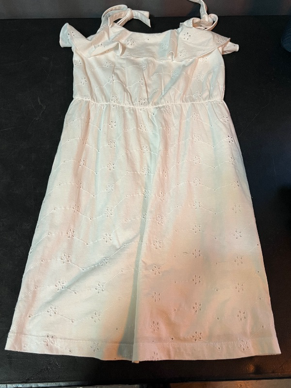 Photo 1 of L Girls' Sleeveless Knit Eyelet Dress - Cat & Jack™ White L: Midweight a-Line, Embroidered, Side Pocket
