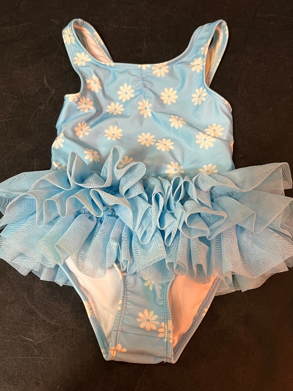 Photo 1 of 4T Cat and Jack Blue Flower Tutu BathingSuit