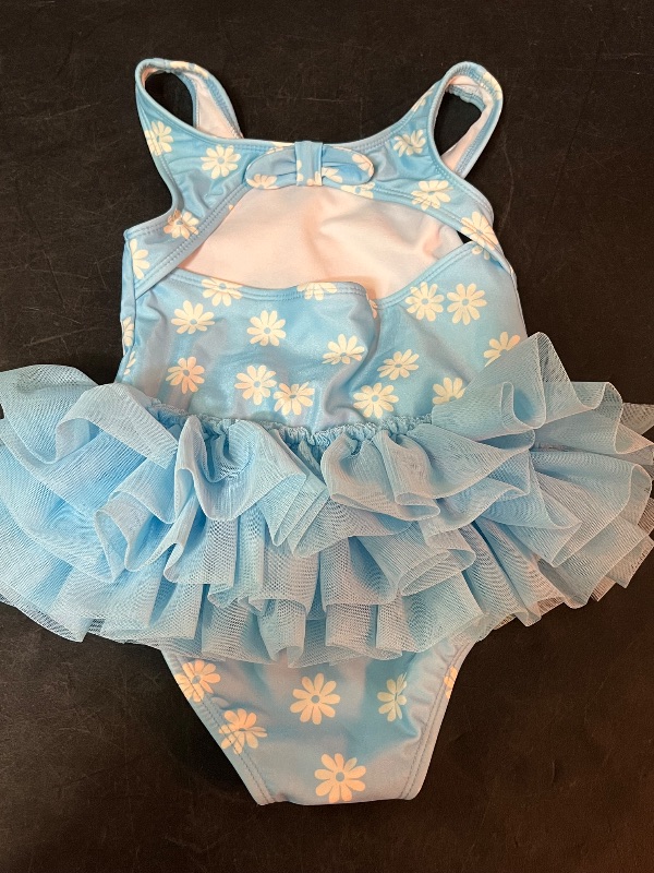 Photo 1 of 4T Cat and Jack Blue Flower Tutu BathingSuit