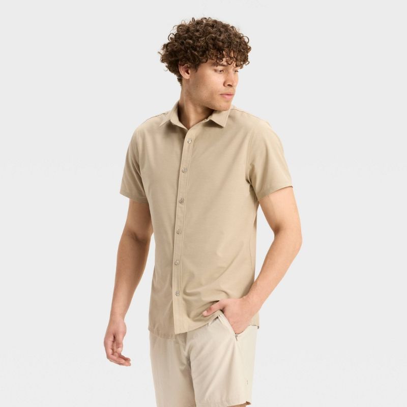 Photo 1 of L Men's Short Sleeve Woven Shirt - All in Motion™ Tan L

